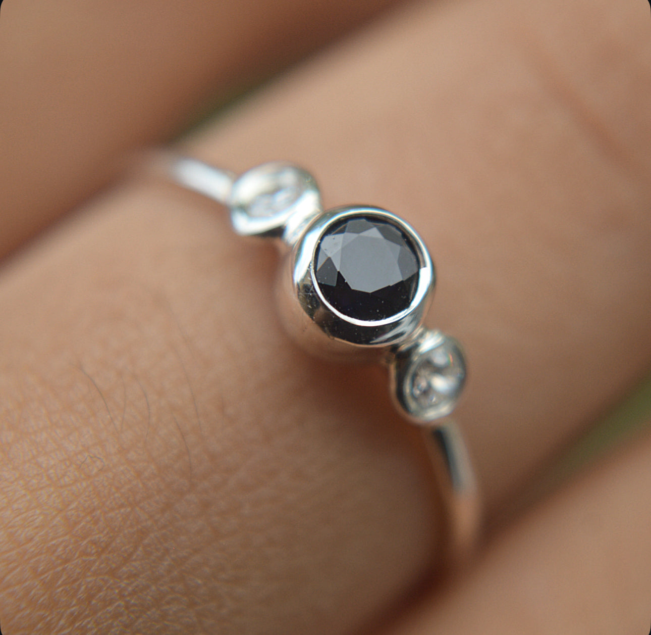 925 Starling silver and Sapphire stocking ring