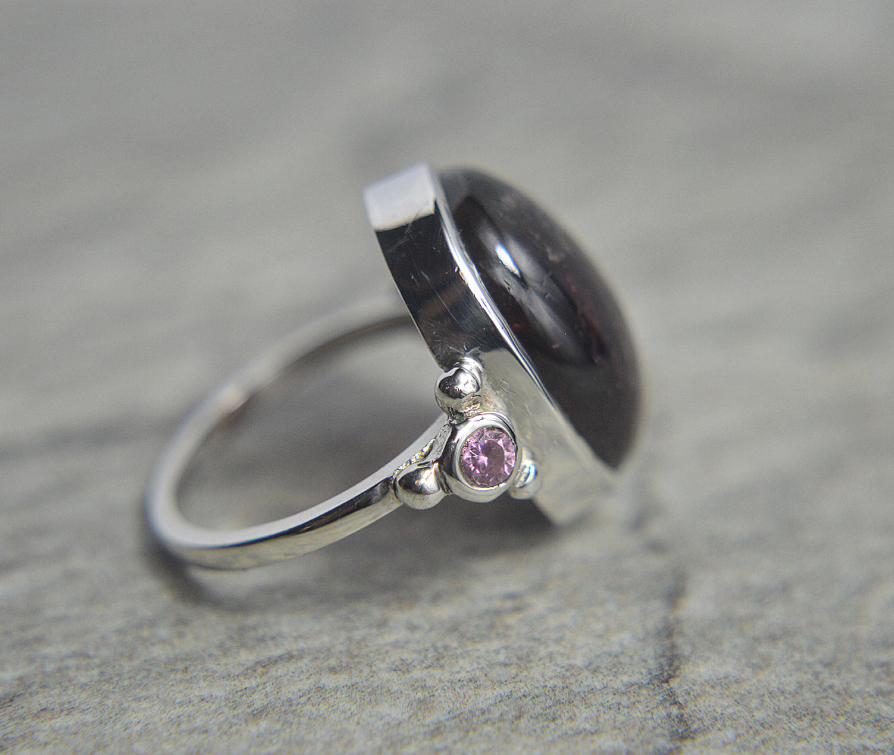 Watermelon Tourmaline Ring With Pink Cubic Zirconia