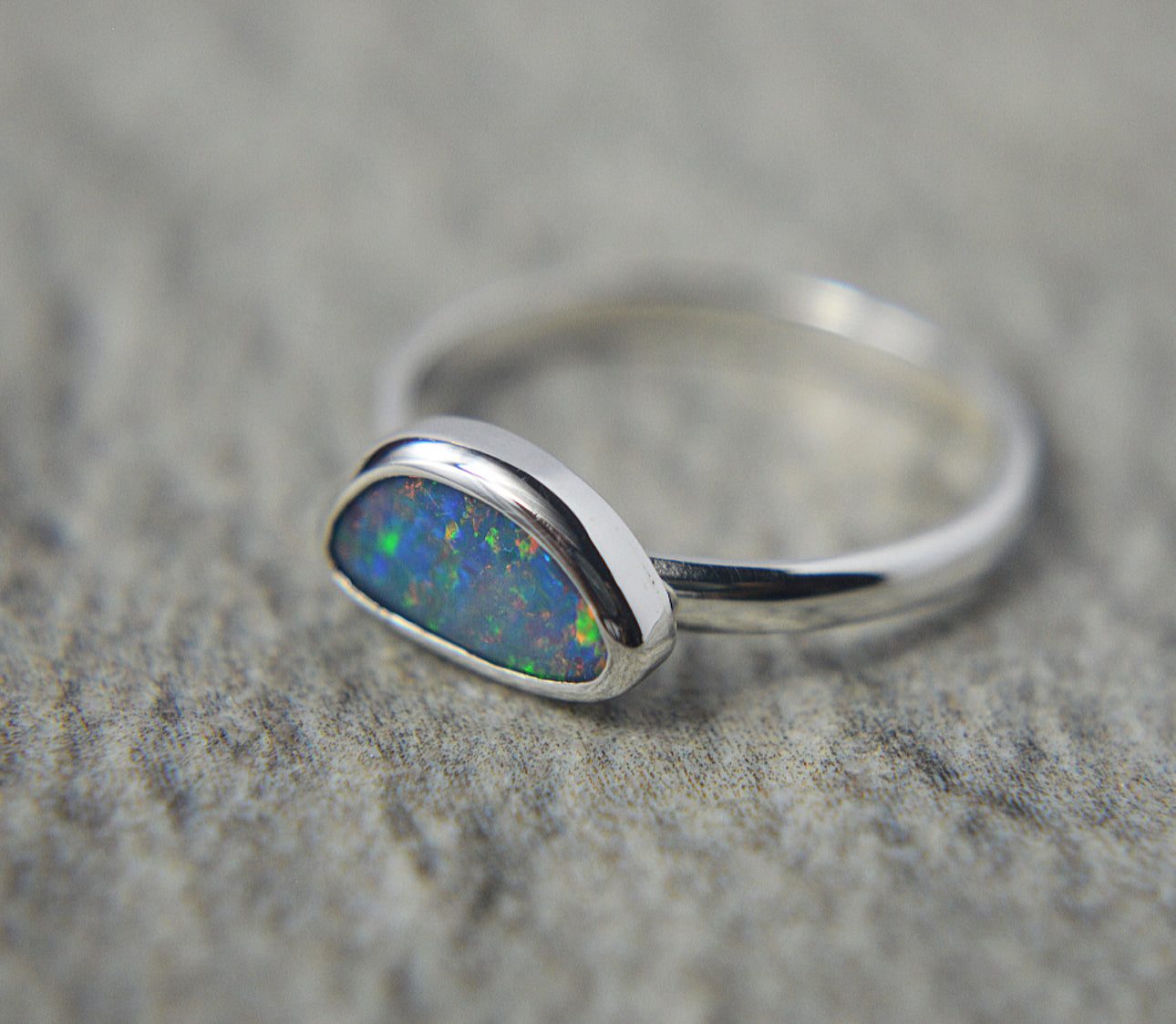 925 Sterling Silver and Australian Opal Ring