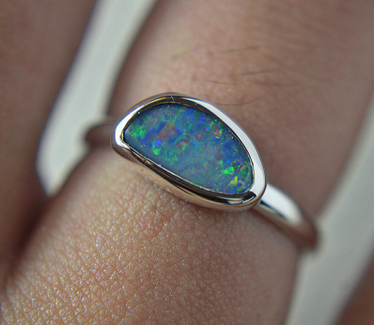 925 Sterling Silver and Australian Opal Ring