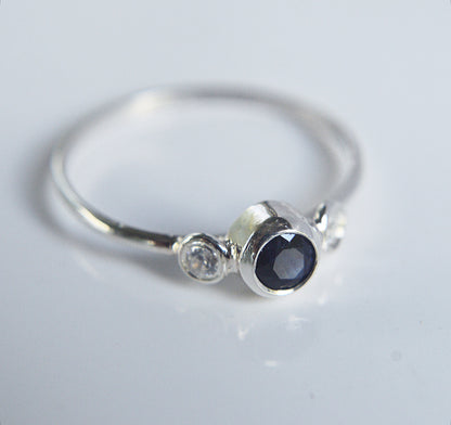 925 Starling silver and Sapphire stocking ring