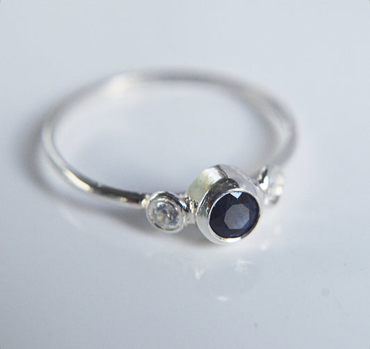 925 Starling silver and Sapphire stocking ring