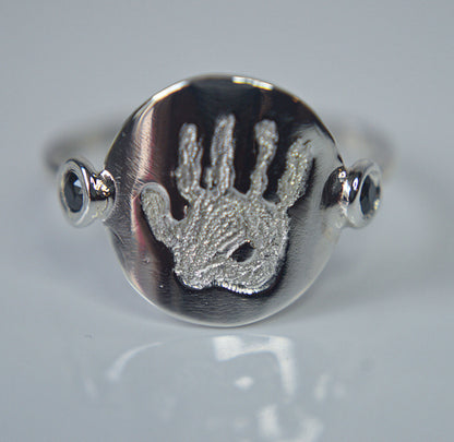 925 Sterling Silver Hand Painted Ring.