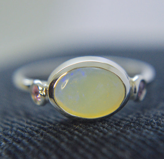 Coober Pedy White Opal Ring