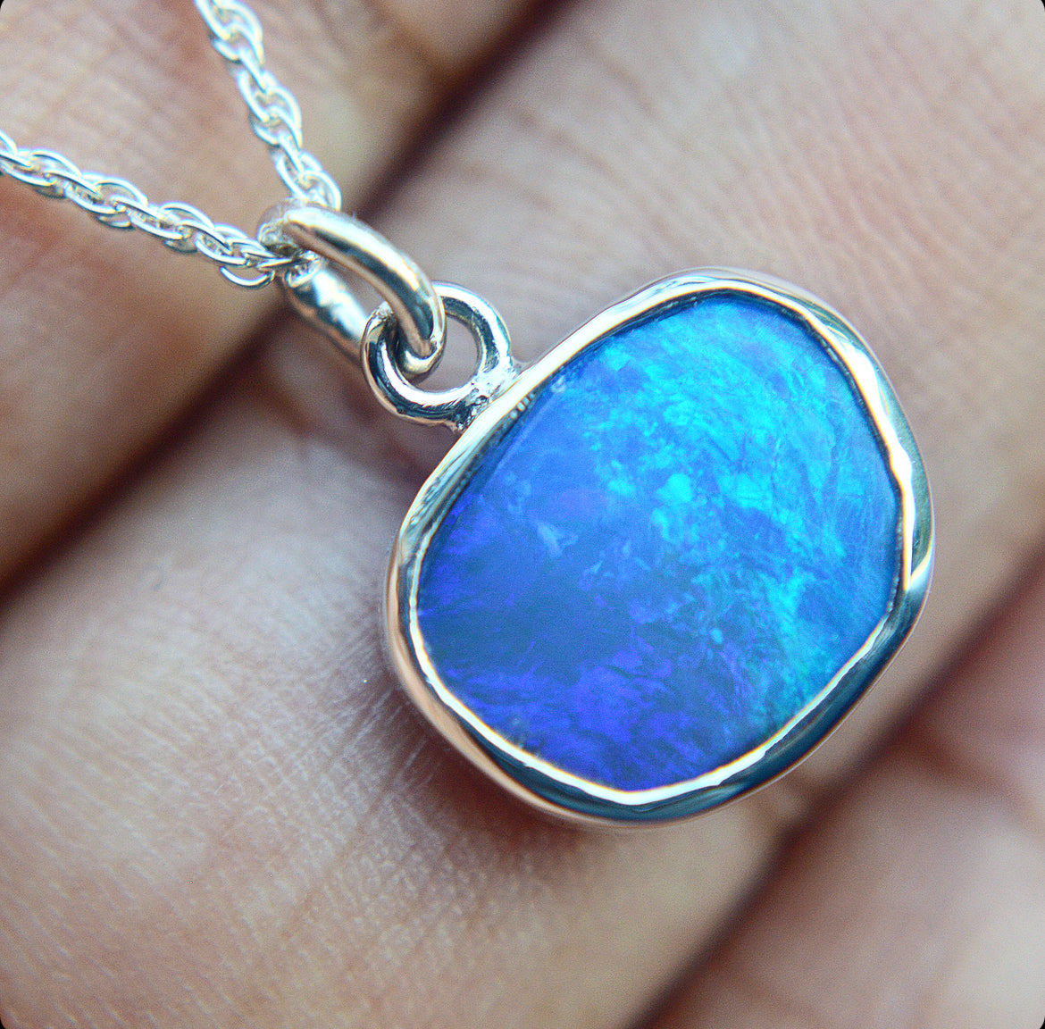 925 Sterling Silver and Opal Pendant Necklace