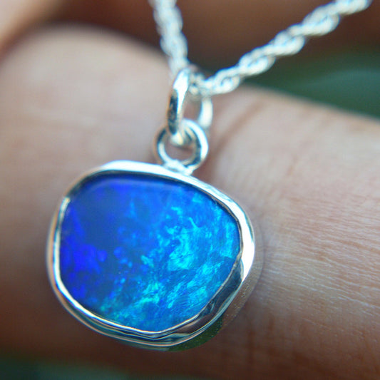 925 Sterling Silver and Opal Pendant Necklace